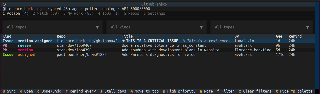 The terminal UI of oss-inbox
