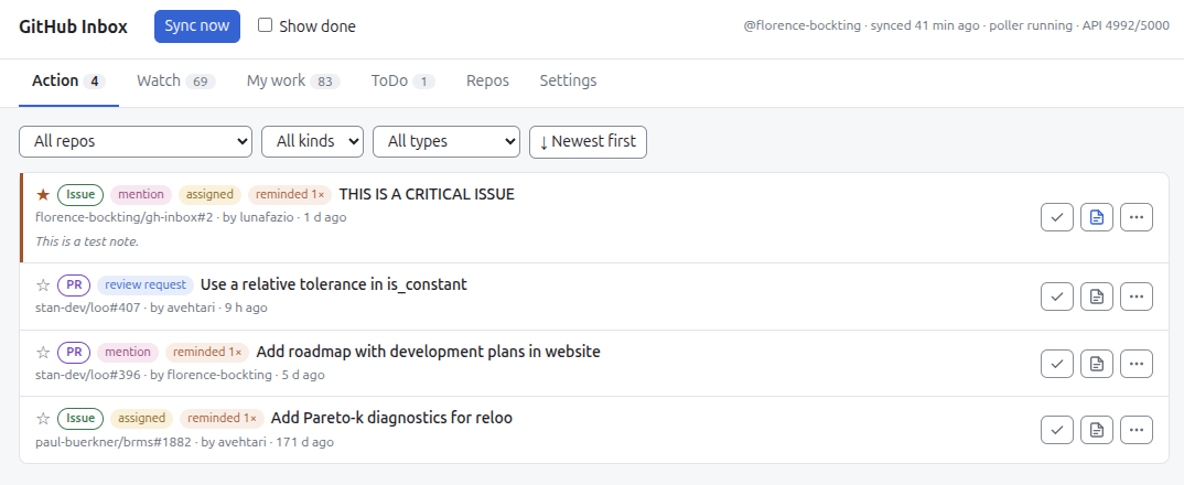 The web page of oss-inbox