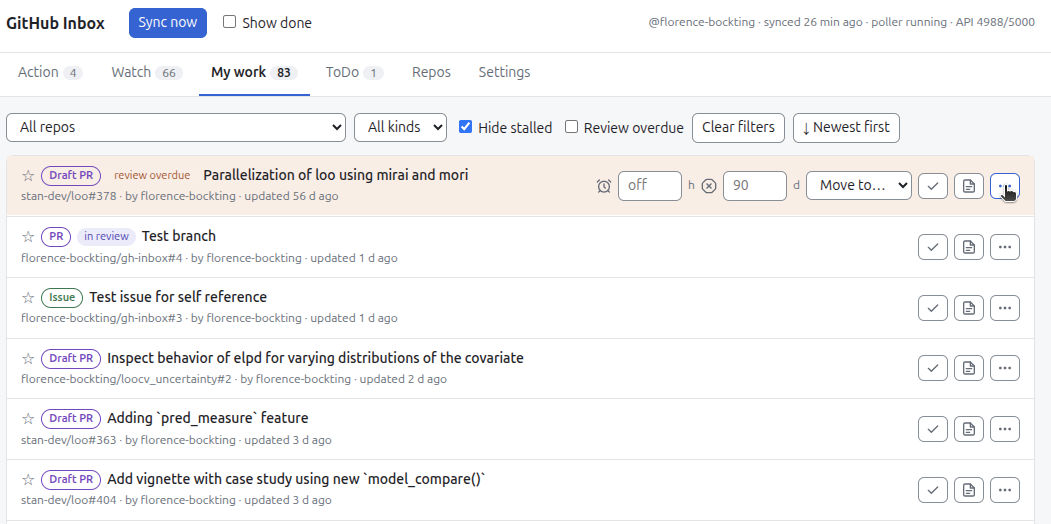 A pull request with the tag "review overdue"