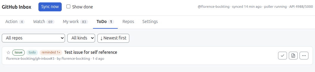 The ToDo tab